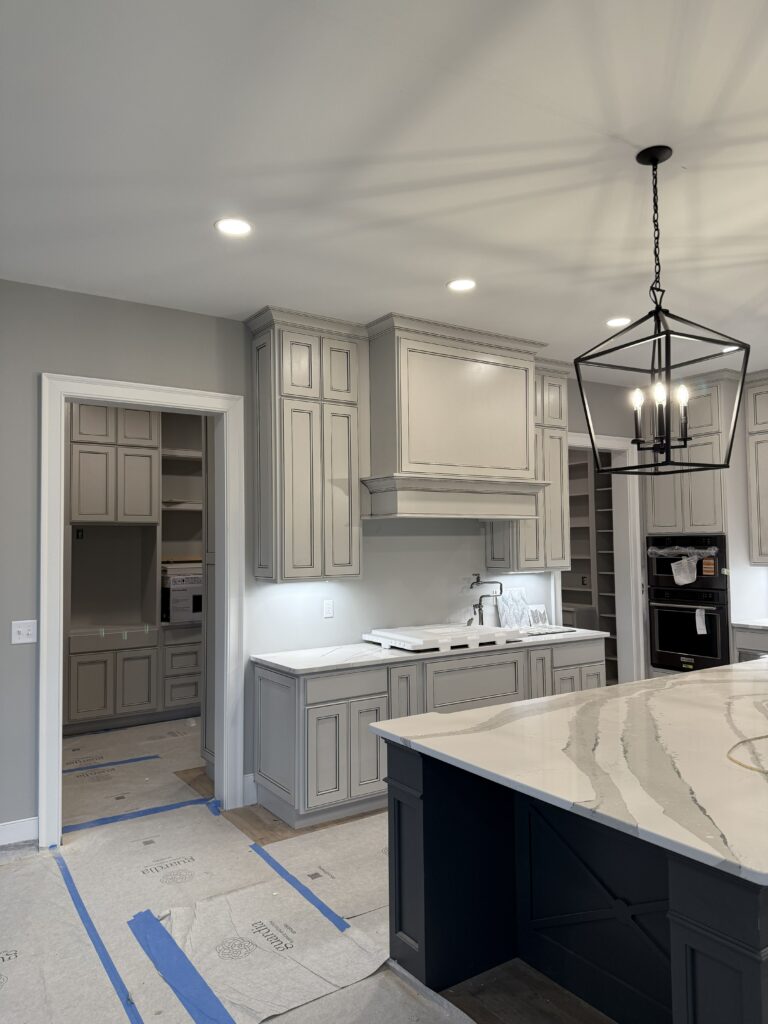 Kitchen and Pantry-Double Big Bead-White with Gray Glaze-by Tideline Cabinetry