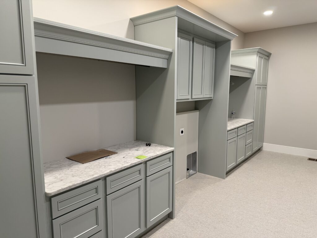 Laundry with Concealed Hanging Rods-Star Dew-Big Bead Shaker-by Tideline Cabinetry